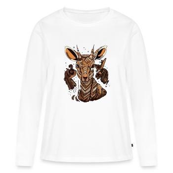 Maya l'antilope - T-shirt manches longues Premium bio Femme - blanc - Devant - Julia (174cm)