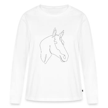 Pferdekopf Lieselotte - Frauen Premium Bio Langarmshirt - Weiß - Vorne - Julia (174cm)