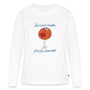 Les bons comptes - T-shirt manches longues Premium bio Femme - blanc - Devant - Julia (174cm)