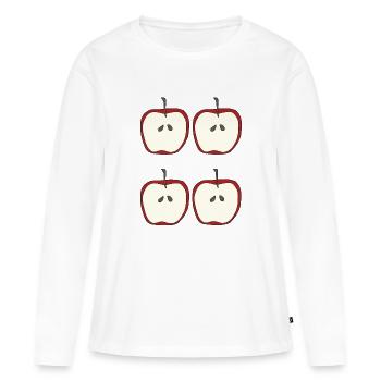 Pomme 4 plis - T-shirt manches longues Premium bio Femme - blanc - Devant - Julia (174cm)