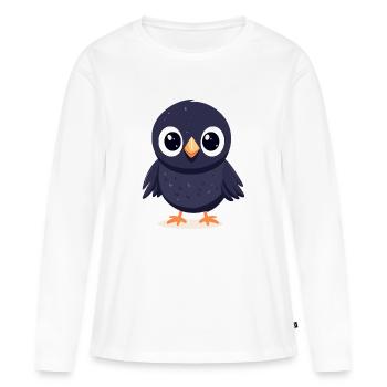 Petit corbeau - T-shirt manches longues Premium bio Femme - blanc - Devant - Julia (174cm)