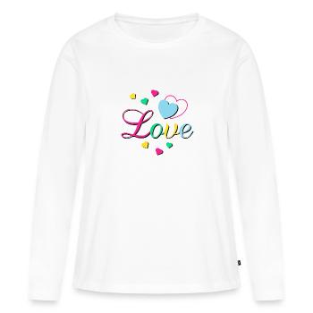Love Hearts - Frauen Premium Bio Langarmshirt - Weiß - Vorne - Julia (174cm)