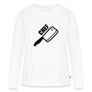 chef cuisinier - T-shirt manches longues Premium bio Femme - blanc - Devant - Julia (174cm)