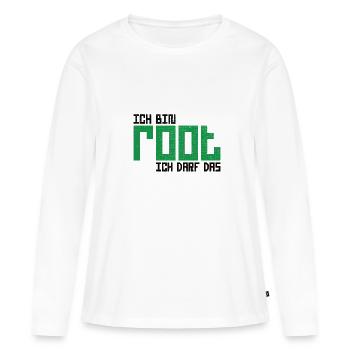 Ich bin root ich darf das Hacker Nerd Admin Shirt - Frauen Premium Bio Langarmshirt - Weiß - Vorne - Julia (174cm)