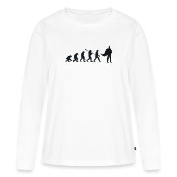 Évolution Darwin pour les Supermans 🦸‍♂️ - T-shirt manches longues Premium bio Femme - blanc - Devant - Julia (174cm)