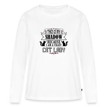 Madame folle de chat - T-shirt manches longues Premium bio Femme - blanc - Devant - Julia (174cm)