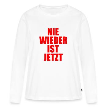 Nie wieder ist jetzt - Frauen Premium Bio Langarmshirt - Weiß - Vorne - Julia (174cm)