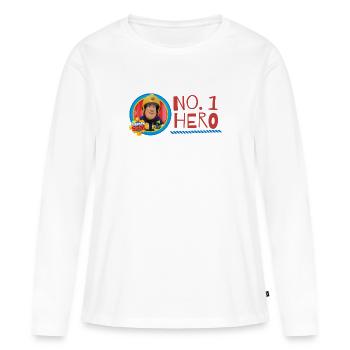 Sam Le Pompier™ No. 1 Hero - T-shirt manches longues Premium bio Femme - blanc - Devant - Julia (174cm)