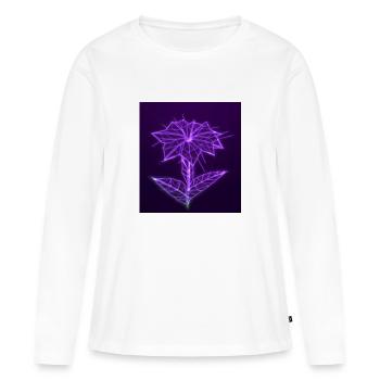Polygonale Neon Rose - Frauen Premium Bio Langarmshirt - Weiß - Vorne - Julia (174cm)