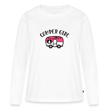 Camping Wohnwagen Campen Camper Girl - Frauen Premium Bio Langarmshirt - Weiß - Vorne - Julia (174cm)