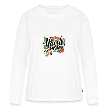 merci - fleurs - merci - T-shirt manches longues Premium bio Femme - blanc - Devant - Julia (174cm)
