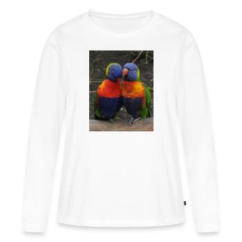 Zweisamkeit der Loris - Frauen Premium Bio Langarmshirt - Weiß - Vorne - Julia (174cm)