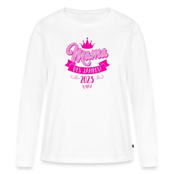 Mama des Jahres 2023 Liebe Kind Muttertag Geschenk - Frauen Premium Bio Langarmshirt - Weiß - Vorne - Julia (174cm)