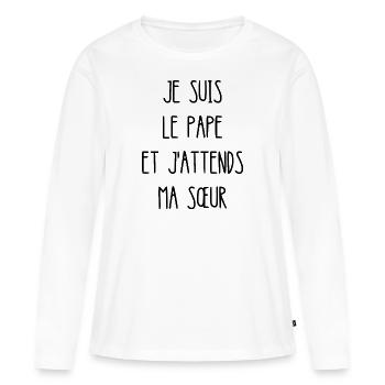 je suis le pape et j'attends ma sœur - T-shirt manches longues Premium bio Femme - blanc - Devant - Julia (174cm)