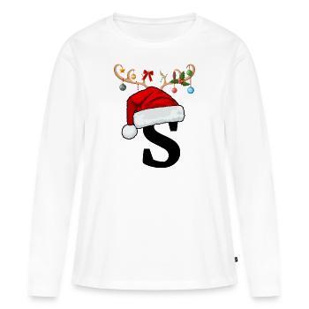 Lettre S bonnet de Noël - T-shirt manches longues Premium bio Femme - blanc - Devant - Julia (174cm)