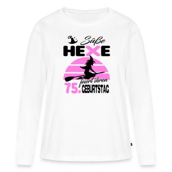 75 Jahre Geburtstag Frau Hexe Süß Süss Jahrestag - Frauen Premium Bio Langarmshirt - Weiß - Vorne - Julia (174cm)