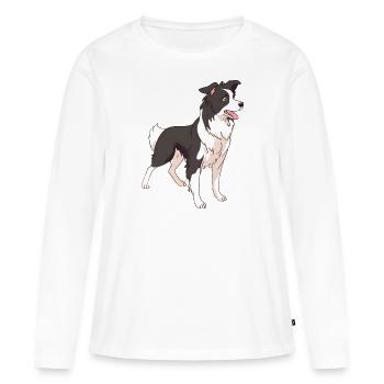 Chien de race border collie - T-shirt manches longues Premium bio Femme - blanc - Devant - Julia (174cm)