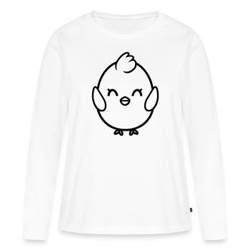 poussin - T-shirt manches longues Premium bio Femme - blanc - Devant - Julia (174cm)
