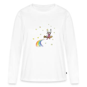 La diva bascule sur Stella - T-shirt manches longues Premium bio Femme - blanc - Devant - Julia (174cm)