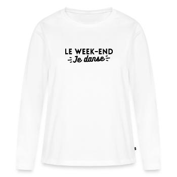 Le week-end je danse - T-shirt manches longues Premium bio Femme - blanc - Devant - Julia (174cm)
