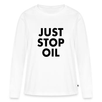 Just stop oil - T-shirt manches longues Premium bio Femme - blanc - Devant - Julia (174cm)