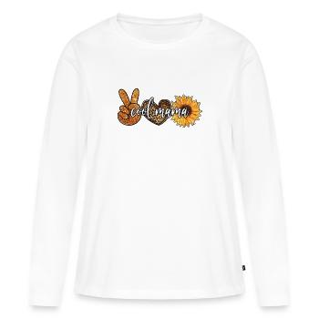 Cool Mama, Sunflowers and leopard print - Frauen Premium Bio Langarmshirt - Weiß - Vorne - Julia (174cm)