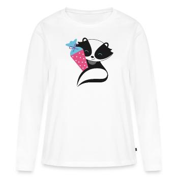 Skunk avec cône d’école inscription à l’école - T-shirt manches longues Premium bio Femme - blanc - Devant - Julia (174cm)
