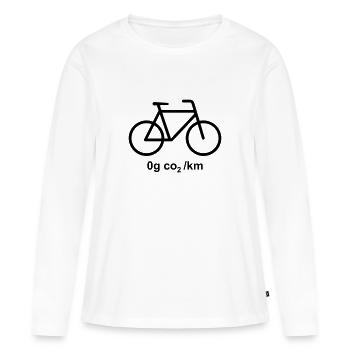 Vélo - 0g co2/km - soyons écolo - T-shirt manches longues Premium bio Femme - blanc - Devant - Julia (174cm)