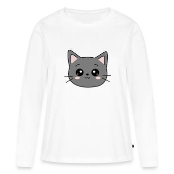 chat noir chat chaton doux cadeau de Noël - T-shirt manches longues Premium bio Femme - blanc - Devant - Julia (174cm)