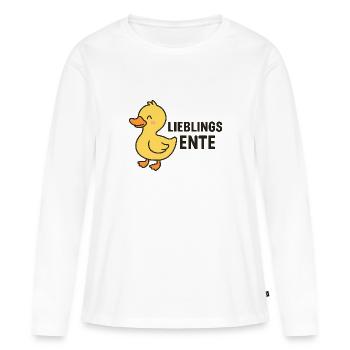 Canard préféré - T-shirt manches longues Premium bio Femme - blanc - Devant - Julia (174cm)