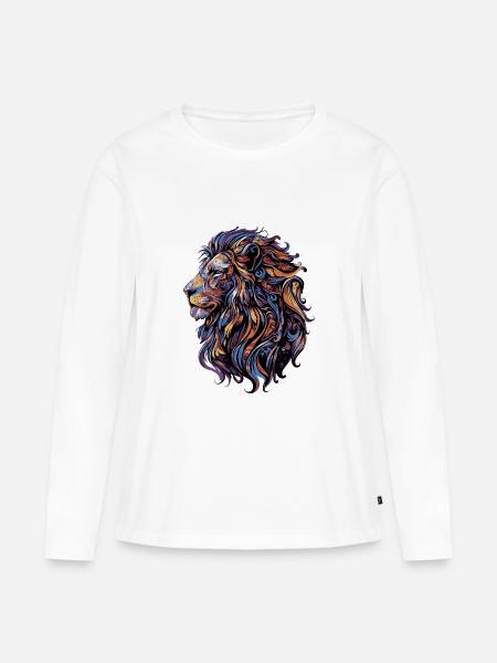 Löwe Bunt - Frauen Premium Bio Langarmshirt - Weiß