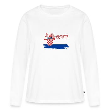 Croatie Hrvatska Croatie j'aime la croatie - T-shirt manches longues Premium bio Femme - blanc - Devant - Julia (174cm)