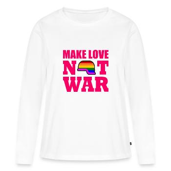 Make love not war - T-shirt manches longues Premium bio Femme - blanc - Devant - Julia (174cm)