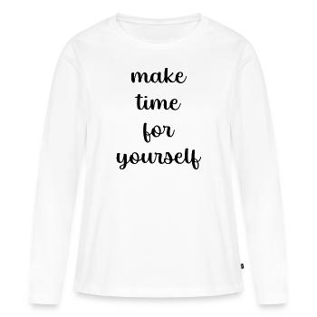 maketimeforyourself - Frauen Premium Bio Langarmshirt - Weiß - Vorne - Julia (174cm)