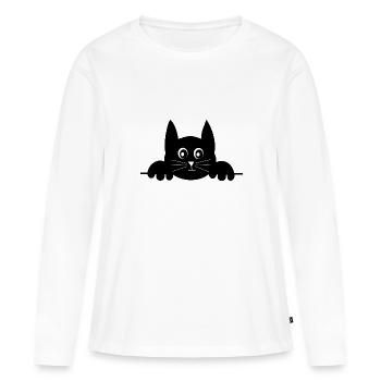 chat noir chat chaton doux cadeau de Noël - T-shirt manches longues Premium bio Femme - blanc - Devant - Julia (174cm)