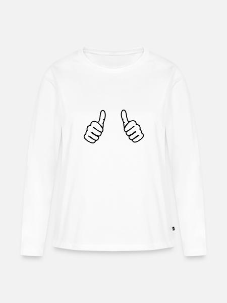 Daumen Symbol - Frauen Premium Bio Langarmshirt - Weiß