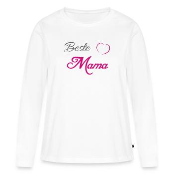 Beste Mama Herz Pink - Frauen Premium Bio Langarmshirt - Weiß - Vorne - Julia (174cm)