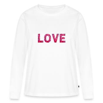 Typographie sincère Amour Amour - T-shirt manches longues Premium bio Femme - blanc - Devant - Julia (174cm)
