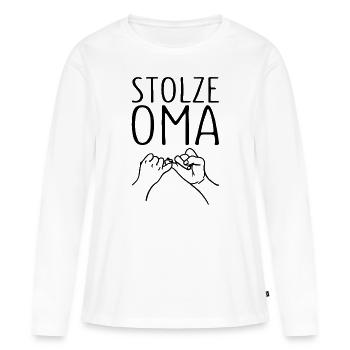 Stolze Oma Kleiner Fingerschwur Großmutter - Frauen Premium Bio Langarmshirt - Weiß - Vorne - Julia (174cm)