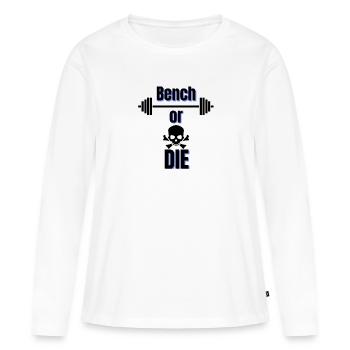 Banc ou matrice | Conception de développé couché - T-shirt manches longues Premium bio Femme - blanc - Devant - Julia (174cm)