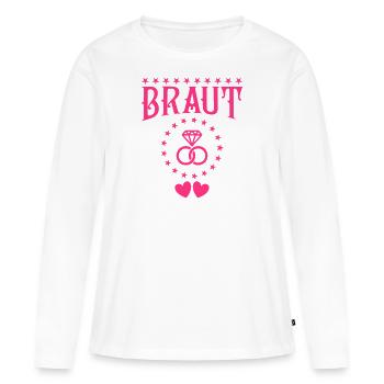 109 JGA Braut Diamantring Sternchen Herzen - Frauen Premium Bio Langarmshirt - Weiß - Vorne - Julia (174cm)