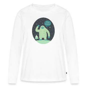 Frohe Weihnachten Yeti - Frauen Premium Bio Langarmshirt - Weiß - Vorne - Julia (174cm)