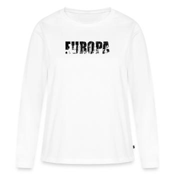Europa. Statement. - Frauen Premium Bio Langarmshirt - Weiß - Vorne - Julia (174cm)