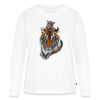 Tigre du Bengale et tigre brumeux - T-shirt manches longues Premium bio Femme - blanc - Devant - Julia (174cm)