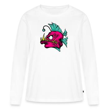 Pêcheur poisson en eau profonde - T-shirt manches longues Premium bio Femme - blanc - Devant - Julia (174cm)