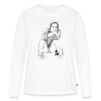 Restez calme - T-shirt manches longues Premium bio Femme - blanc - Devant - Julia (174cm)