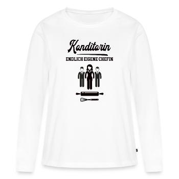 Konditorin Endlich Chefin Konditorei Selbstständig - Frauen Premium Bio Langarmshirt - Weiß - Vorne - Julia (174cm)
