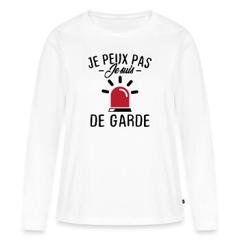Je peux pas je suis de garde - T-shirt manches longues Premium bio Femme - blanc - Devant - Julia (174cm)
