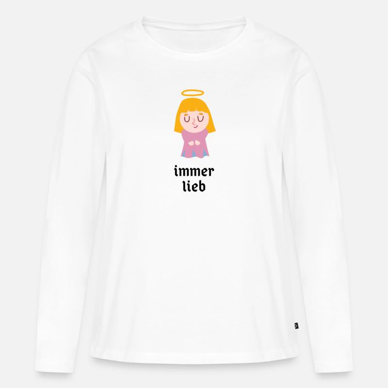 engel immer lieb brav - Frauen Premium Bio Langarmshirt - Weiß