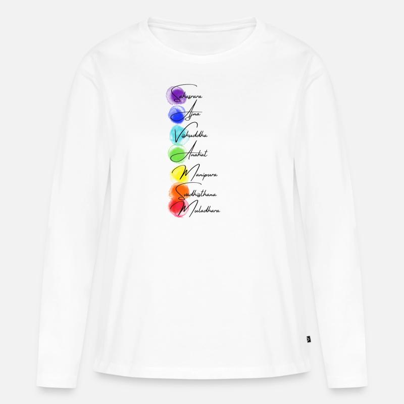 Chakra - Frauen Premium Bio Langarmshirt - Weiß